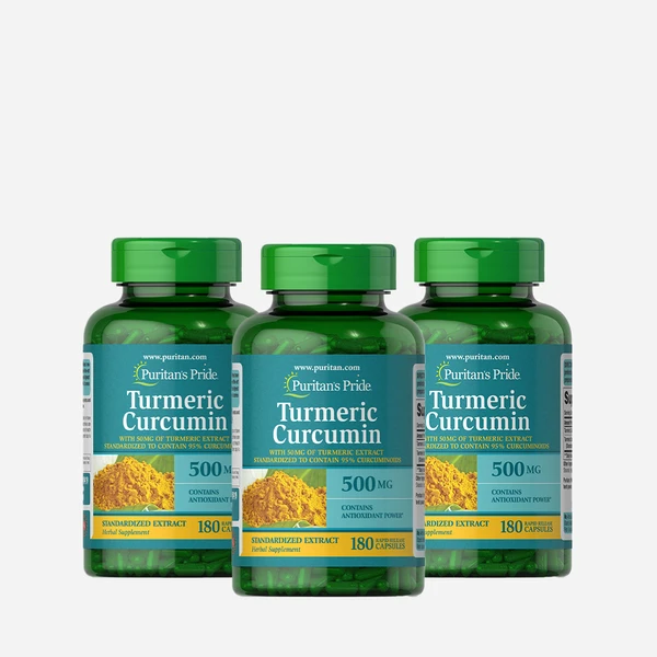 Puritan's Pride Turmeric Curcumin 500 mg, 180 Capsules, 3 Pack