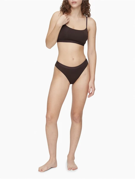 Calvin Klein Form To Body Unlined Bralette With Tonal Logo In Cedar-neutral