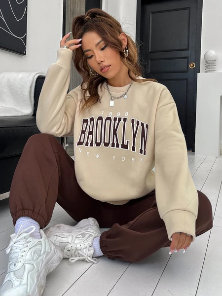 Shein Letter Graphic Drop Shoulder Sweatshirt & Sweatpants