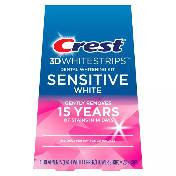 Crest Whitestrips Sensitive White Teeth Whitening Kit with Hydrogen Peroxide - 13 Treatments