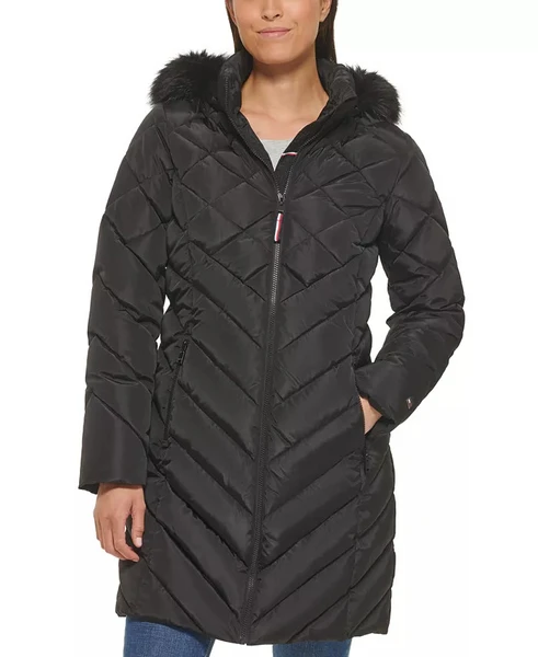 Women's Faux-Fur-Trim Hooded Anorak Puffer Coat