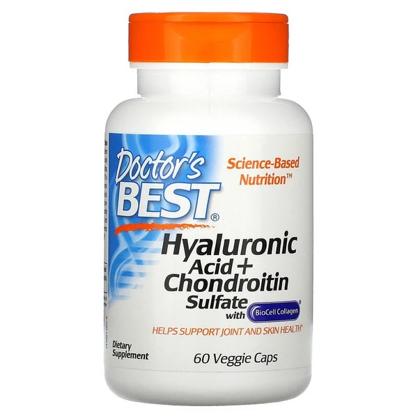 Doctor's Best Hyaluronic Acid + Chondroitin Sulfate with BioCell Collagen, 60 Veggie Caps U1, U4