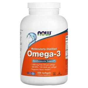 Now Foods Molecularly Distilled Omega-3, 500 Softgels U3