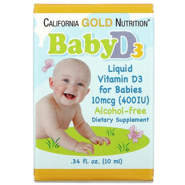 California Gold Nutrition Baby Vitamin D3 Liquid, 10 mcg (400 IU), 10 ml