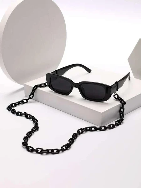 Shein Geometric Frame Fashion Glasses With Fashion Glasses Chain