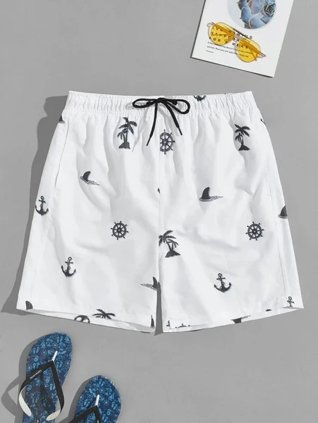 Shein Men Tropical Print Swim Trunks